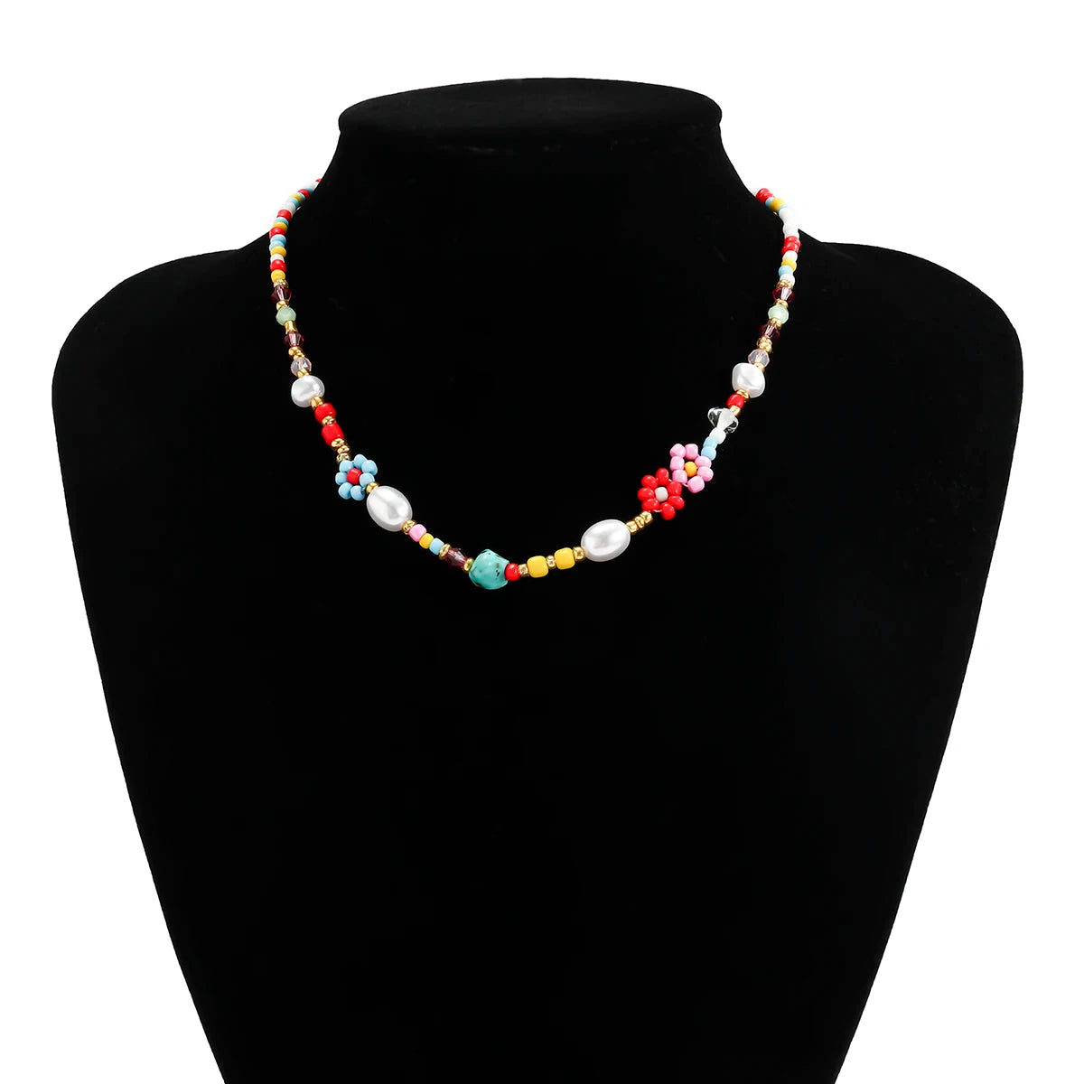 Collier ras du cou avec perles multiples