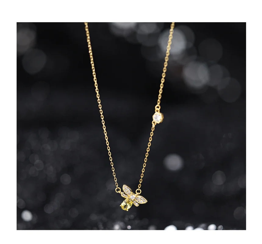 Collier acier pendentif abeille