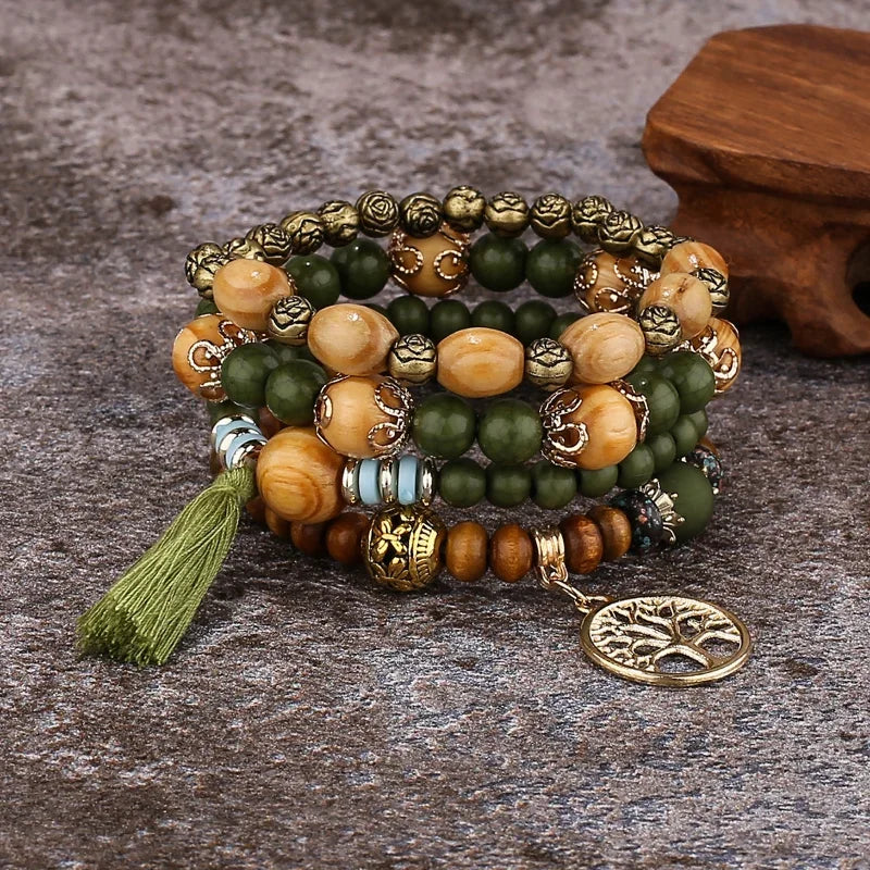 Bracelet perles de bois